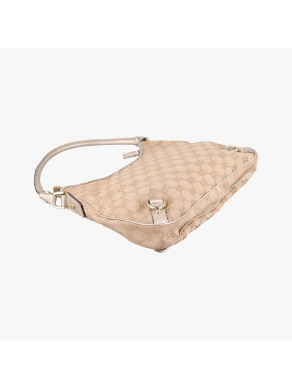 Gucci GG Pattern Beige Gold Canvas Leather Messenger Bag - Picture 7 of 16